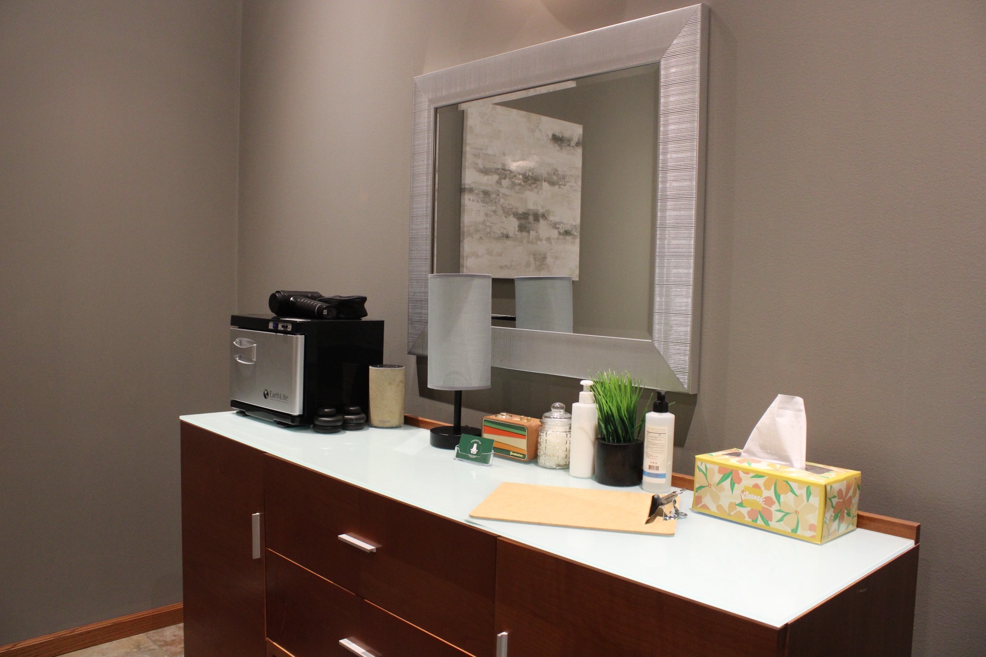 Serene massage room interior with professional massage table